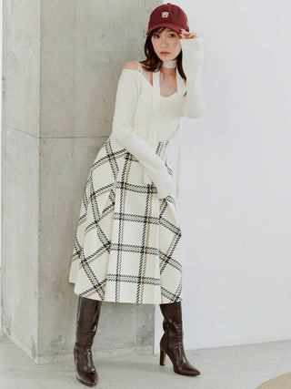 Sustainable Roving Check Midi Skirt
