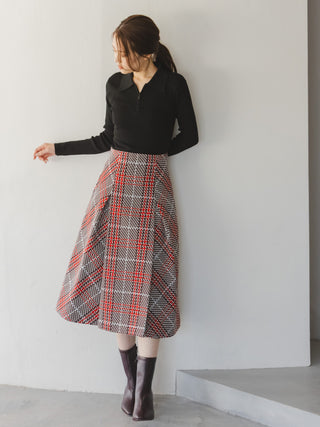 Sustainable Roving Check Midi Skirt