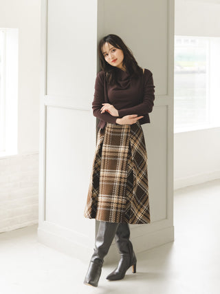 Sustainable Roving Check Midi Skirt
