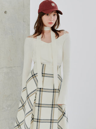 Sustainable Roving Check Midi Skirt