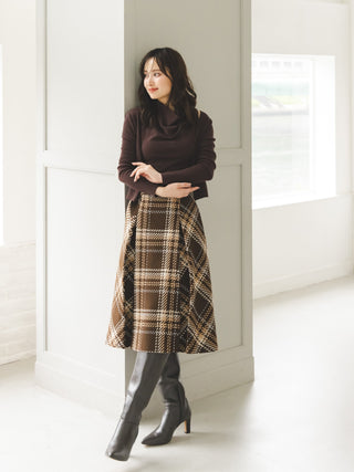 Sustainable Roving Check Midi Skirt