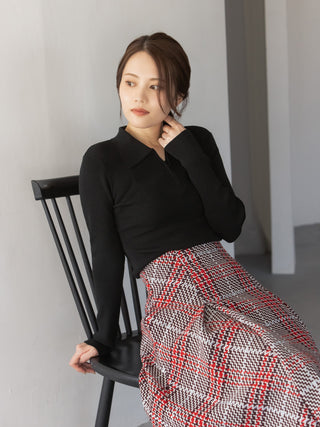 Sustainable Roving Check Midi Skirt