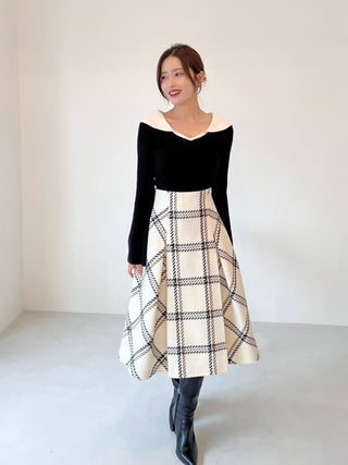 Sustainable Roving Check Midi Skirt
