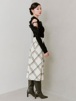 Sustainable Roving Check Midi Skirt