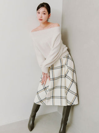 Sustainable Roving Check Midi Skirt