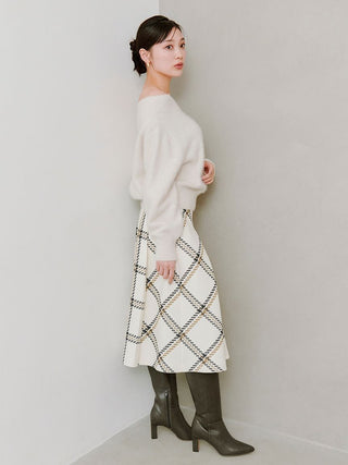 Sustainable Roving Check Midi Skirt