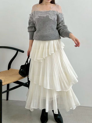Sustainable Pleated Tiered Long Skirt
