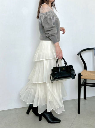 Sustainable Pleated Tiered Long Skirt