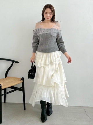 Sustainable Pleated Tiered Long Skirt