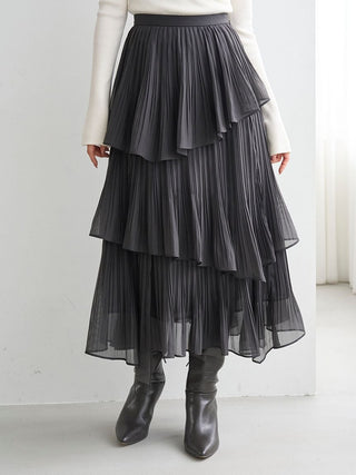 Sustainable Pleated Tiered Long Skirt