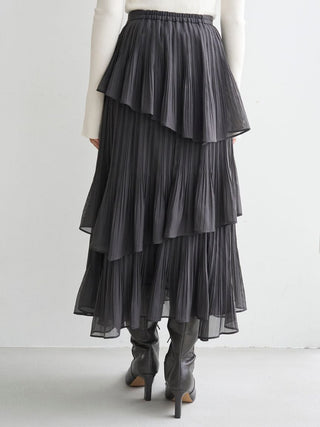 Sustainable Pleated Tiered Long Skirt
