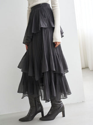 Sustainable Pleated Tiered Long Skirt