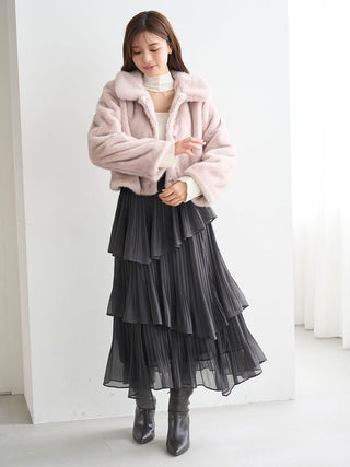 Sustainable Pleated Tiered Long Skirt