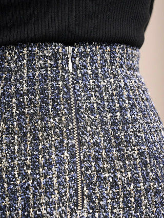 Side pleated tweed mini skirt