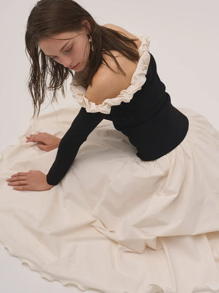 Volume Taffeta Long Skirt