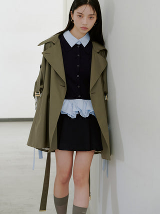 Pleated Mini Skirt with Belt