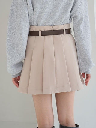 Pleated Mini Skirt with Belt