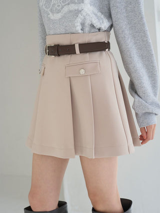 Pleated Mini Skirt with Belt