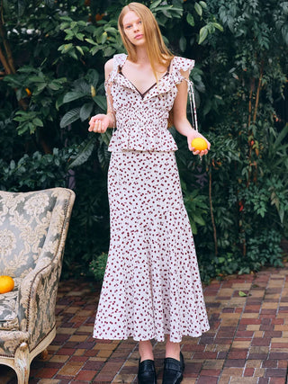 Sustainable Fruit Print Mermaid Skirt