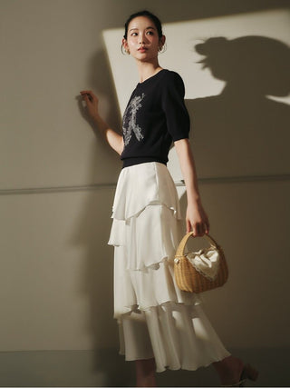 Satin Tiered Skirt