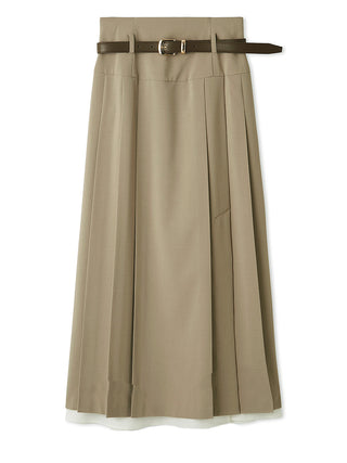 Belted Pleated Maxi Skirt
