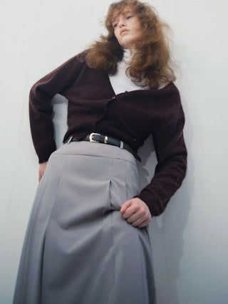 Belted Pleated Maxi Skirt