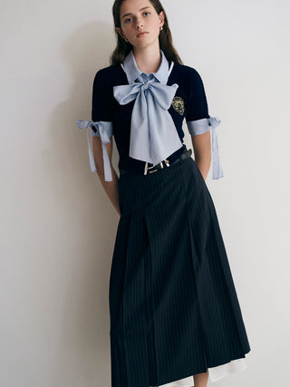 Belted Pleated Maxi Skirt