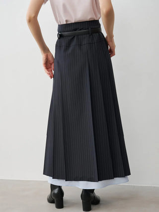 Belted Pleated Maxi Skirt