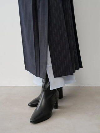 Belted Pleated Maxi Skirt