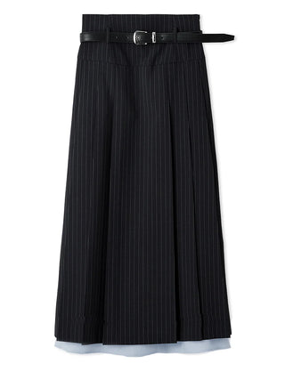 Belted Pleated Maxi Skirt