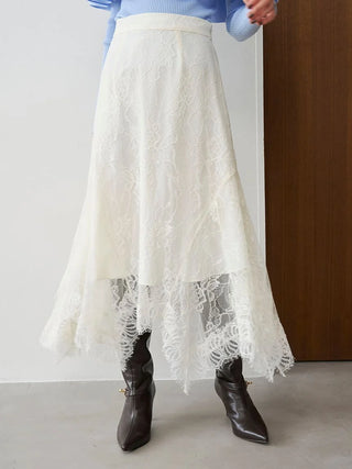 Irregular Hem Lace Skirt