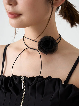 Sheer Flower  Choker Necklace in Black a Premium Women's Fashionable Necklace at SNIDEL USA