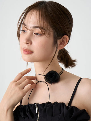  Sheer Flower  Choker Necklace in Black a Premium Women's Fashionable Necklace at SNIDEL USA