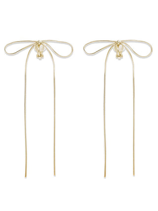 Ribbon Earrings in GOLD, Premium Women's Fashionable Earings at SNIDEL USA