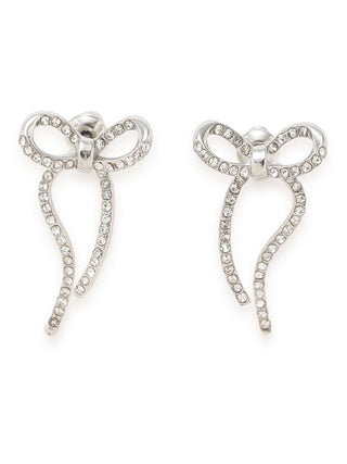 Ribbon Earrings in Silver, Premium Women's Fashionable Earrings at SNIDEL USA