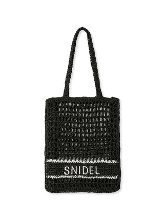 Blade Logo Crochet Tote Bag in black, Luxury Collection of Fashionable & Trendy Women's Bags at SNIDEL USA