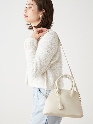  Round Shoulder Bag in ivory, Women's Luxurious Loungewear Outfits & Accessories at SNIDEL USA