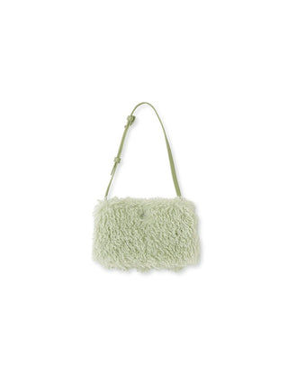  Faux Fur Shoulder Bag in mint, Luxury Collection of Fashionable & Trendy Women's Bags at SNIDEL USA
