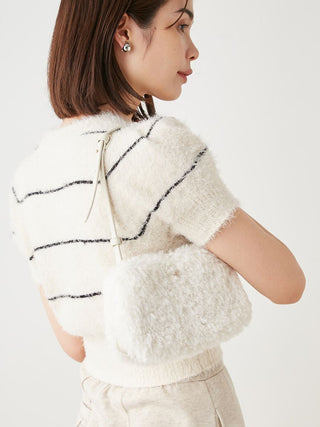  Faux Fur Shoulder Bag in ivory, Luxury Collection of Fashionable & Trendy Women's Bags at SNIDEL USA