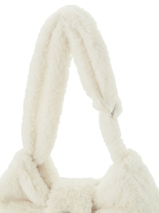 one shoulder fur bag in Ivory, at SNIDEL USA