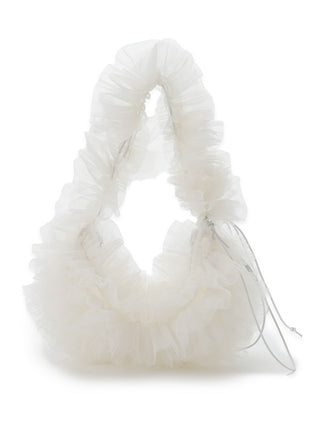 Ruffle Hobo Bag in Ivory, Premium Women's Fashionable Bags, Pouches at SNIDEL USA.