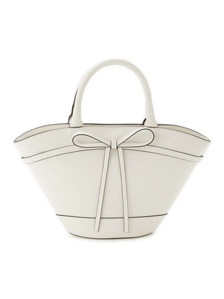 Bow Accent  Leather Tote in WHITE, Premium Women's Fashionable Bags, Pouches at SNIDEL USA.