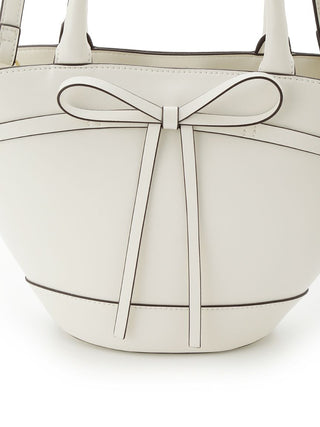 Bow Accent  Leather Tote in WHITE, Premium Women's Fashionable Bags, Pouches at SNIDEL USA.