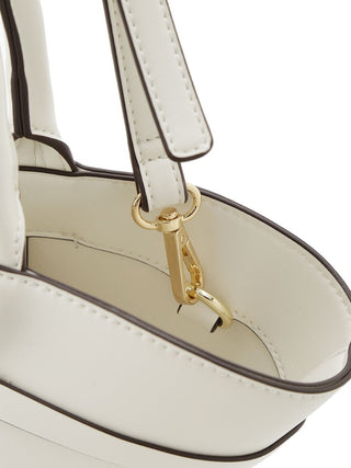 Bow Accent  Leather Tote in WHITE, Premium Women's Fashionable Bags, Pouches at SNIDEL USA.