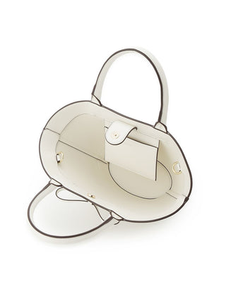 Bow Accent  Leather Tote in WHITE, Premium Women's Fashionable Bags, Pouches at SNIDEL USA.