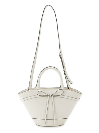 Bow Accent  Leather Tote in WHITE, Premium Women's Fashionable Bags, Pouches at SNIDEL USA.