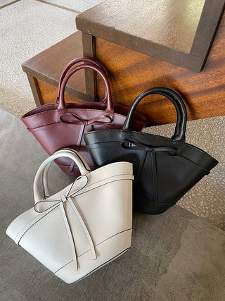 Bow Accent  Leather Tote, Premium Women's Fashionable Bags, Pouches at SNIDEL USA.