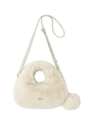 Luxury Faux Fur Mini Crossbody Bag in Ivory, Premium Women's Fashionable Bags, Pouches at SNIDEL USA