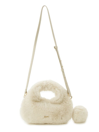 Luxury Faux Fur Mini Crossbody Bag in Ivory, Premium Women's Fashionable Bags, Pouches at SNIDEL USA