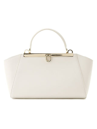 Classic Top-Handle Vintage-Inspired Leather Chain Bag in Ivory, Premium Women's Fashionable Bags, Pouches at SNIDEL USA